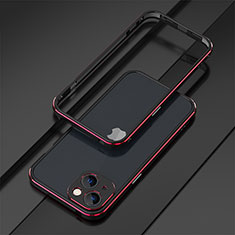 Luxury Aluminum Metal Frame Cover Case A01 for Apple iPhone 15 Plus Red and Black