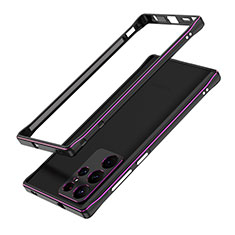 Luxury Aluminum Metal Frame Cover Case A01 for Samsung Galaxy S21 Ultra 5G Purple