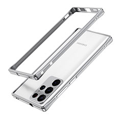 Luxury Aluminum Metal Frame Cover Case A01 for Samsung Galaxy S21 Ultra 5G Silver