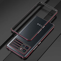 Luxury Aluminum Metal Frame Cover Case A01 for Vivo iQOO 9 5G Red and Black