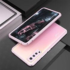 Luxury Aluminum Metal Frame Cover Case A01 for Vivo X50 5G Pink