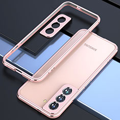 Luxury Aluminum Metal Frame Cover Case A02 for Samsung Galaxy S22 5G Rose Gold