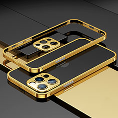 Luxury Aluminum Metal Frame Cover Case A03 for Apple iPhone 14 Pro Gold