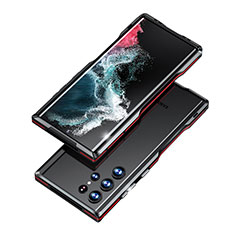 Luxury Aluminum Metal Frame Cover Case A03 for Samsung Galaxy S21 Ultra 5G Red and Black