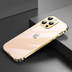 Luxury Aluminum Metal Frame Cover Case A06 for Apple iPhone 13 Pro Gold
