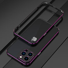 Luxury Aluminum Metal Frame Cover Case for Apple iPhone 13 Pro Purple