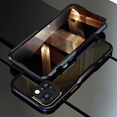 Luxury Aluminum Metal Frame Cover Case for Apple iPhone 15 Plus Purple