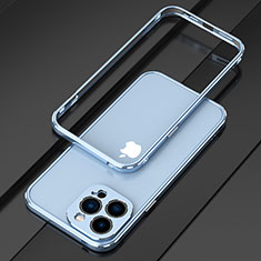 Luxury Aluminum Metal Frame Cover Case for Apple iPhone 15 Pro Sky Blue