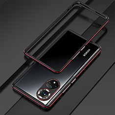 Luxury Aluminum Metal Frame Cover Case for Huawei Nova 9 Pro Red and Black