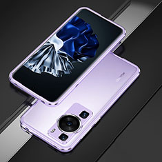 Luxury Aluminum Metal Frame Cover Case for Huawei P60 Clove Purple