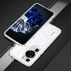 Luxury Aluminum Metal Frame Cover Case for Huawei P60 Pro Silver