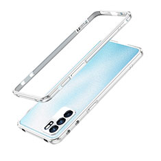 Luxury Aluminum Metal Frame Cover Case for Oppo Reno6 5G Silver