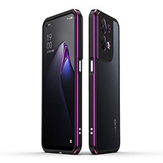 Luxury Aluminum Metal Frame Cover Case for Oppo Reno8 5G Purple