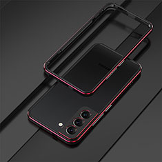 Luxury Aluminum Metal Frame Cover Case for Samsung Galaxy S22 5G Red and Black
