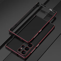 Luxury Aluminum Metal Frame Cover Case for Samsung Galaxy S22 Ultra 5G Red and Black