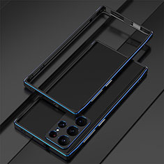 Luxury Aluminum Metal Frame Cover Case for Samsung Galaxy S24 Ultra 5G Blue and Black
