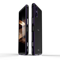 Luxury Aluminum Metal Frame Cover Case for Sony Xperia 5 V Purple