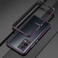 Luxury Aluminum Metal Frame Cover Case for Vivo iQOO 8 5G Purple