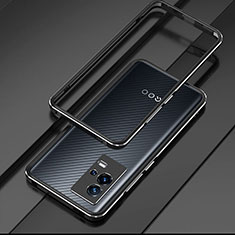 Luxury Aluminum Metal Frame Cover Case for Vivo iQOO 8 5G Silver and Black