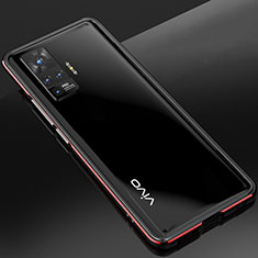 Luxury Aluminum Metal Frame Cover Case for Vivo X50 Pro 5G Red and Black