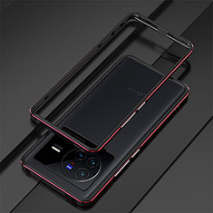Luxury Aluminum Metal Frame Cover Case for Vivo X80 5G Red and Black