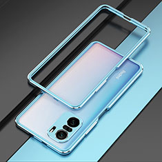 Luxury Aluminum Metal Frame Cover Case for Xiaomi Mi 11X Pro 5G Silver and Blue