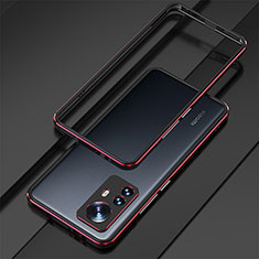 Luxury Aluminum Metal Frame Cover Case for Xiaomi Mi 12 5G Red and Black