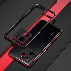 Luxury Aluminum Metal Frame Cover Case for Xiaomi Mi 13T 5G Red and Black