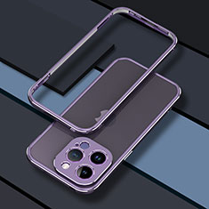 Luxury Aluminum Metal Frame Cover Case JZ1 for Apple iPhone 13 Pro Clove Purple