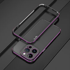 Luxury Aluminum Metal Frame Cover Case JZ1 for Apple iPhone 13 Pro Max Purple