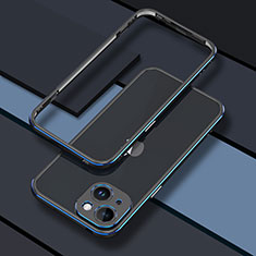 Luxury Aluminum Metal Frame Cover Case JZ1 for Apple iPhone 14 Blue and Black