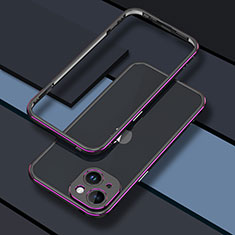 Luxury Aluminum Metal Frame Cover Case JZ1 for Apple iPhone 15 Plus Purple