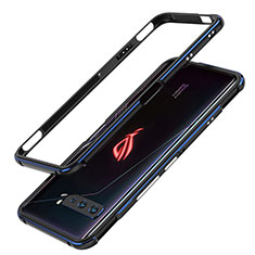 Luxury Aluminum Metal Frame Cover Case JZ1 for Asus ROG Phone 3 Blue and Black