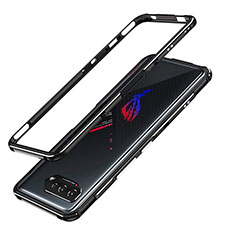 Luxury Aluminum Metal Frame Cover Case JZ1 for Asus ROG Phone 5 Ultimate Silver and Black