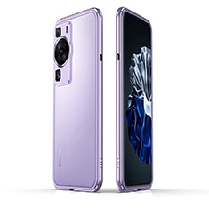 Luxury Aluminum Metal Frame Cover Case JZ1 for Huawei P60 Clove Purple
