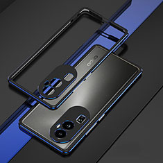 Luxury Aluminum Metal Frame Cover Case JZ1 for Oppo Reno10 Pro+ Plus 5G Blue and Black