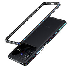 Luxury Aluminum Metal Frame Cover Case JZ1 for Vivo X80 5G Blue and Black