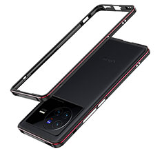 Luxury Aluminum Metal Frame Cover Case JZ1 for Vivo X80 5G Red and Black