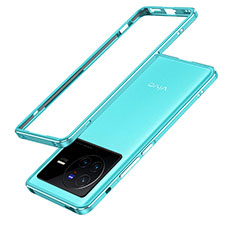 Luxury Aluminum Metal Frame Cover Case JZ1 for Vivo X80 5G Sky Blue