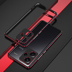 Luxury Aluminum Metal Frame Cover Case JZ1 for Xiaomi Redmi Note 13 Pro+ Plus 5G Red and Black