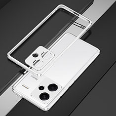 Luxury Aluminum Metal Frame Cover Case JZ1 for Xiaomi Redmi Note 13 Pro+ Plus 5G Silver