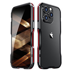 Luxury Aluminum Metal Frame Cover Case LF2 for Apple iPhone 15 Pro Max Red and Black