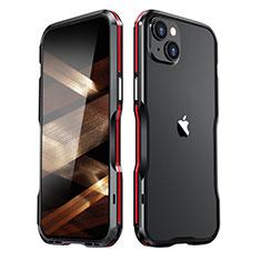 Luxury Aluminum Metal Frame Cover Case LF2 for Apple iPhone 15 Red and Black