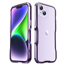Luxury Aluminum Metal Frame Cover Case LF3 for Apple iPhone 14 Plus Purple