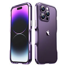 Luxury Aluminum Metal Frame Cover Case LF3 for Apple iPhone 14 Pro Purple