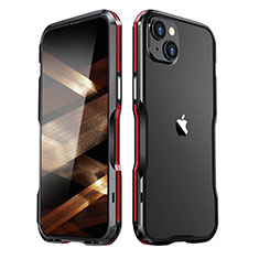 Luxury Aluminum Metal Frame Cover Case LF3 for Apple iPhone 15 Red and Black