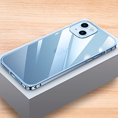 Luxury Aluminum Metal Frame Cover Case LK1 for Apple iPhone 14 Blue