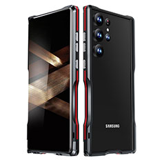 Luxury Aluminum Metal Frame Cover Case LK1 for Samsung Galaxy S24 Ultra 5G Red and Black