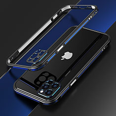 Luxury Aluminum Metal Frame Cover Case N01 for Apple iPhone 12 Pro Blue and Black