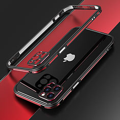 Luxury Aluminum Metal Frame Cover Case N01 for Apple iPhone 12 Pro Max Red and Black
